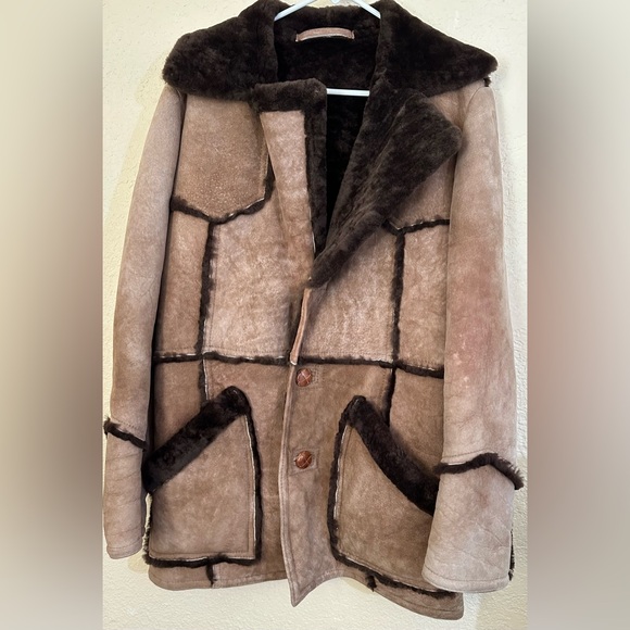 Matterhorn Napa CA 70s VTG Real Shearling Fur Mens Western Sheepskin Barn Coat - Picture 4 of 16